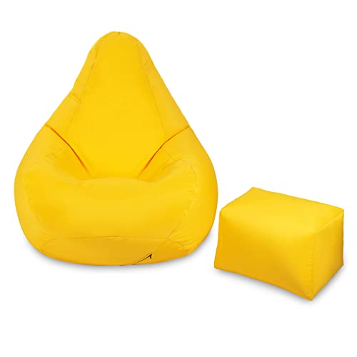 Loft 25 Gaming Sitzsack Outdoor | Gaming Sessel für den Innenbereich des Wohnzimmers im Freien | Wasserbeständig | Ergonomisches Design zur Körperunterstützung | Langlebig (Yellow, Sitzsack Set)