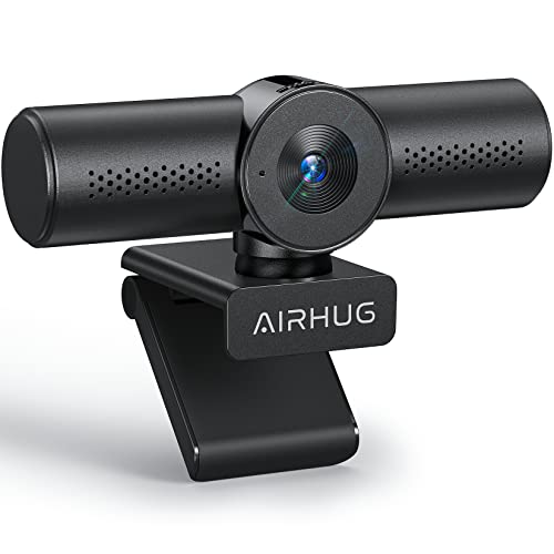 AIRHUG 2K Webcam -Full HD 1080P Webcam mit Zwei Mikrofonen, Mit Sichtschutz Abdeckung, 72°Weitwinkel Computer Webcam, USB Plug&Play, Autofokus, Kompatibel für Online-Meeting, Streaming