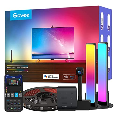 Govee TV Hintergrundbeleuchtung mit Kamera und Smart LED Lightbar, ambilight nachrüsten, Strip, WiFi RGBIC Streifen für 55-65 Zoll TV und PC, mit Alexa und Google Assistant