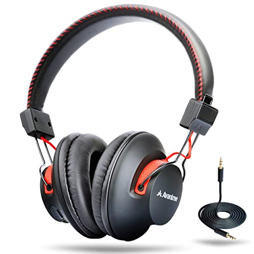 Avantree Audition – Bluetooth Over Ear Kopfhörer & Mikrofon für PC mit 40 Stunden Akkulaufzeit, kabellos und verkabeltem Modus und langlebiger, robuster Konstruktion