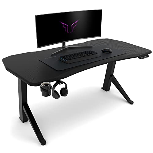 Ultimate Setup® Gaming Tisch höhenverstellbar elektrisch schwarz, Gamer Tisch, Gaming Schreibtisch, Gaming Desk, Gaming Tisch 160x80 cm, Gaming Room