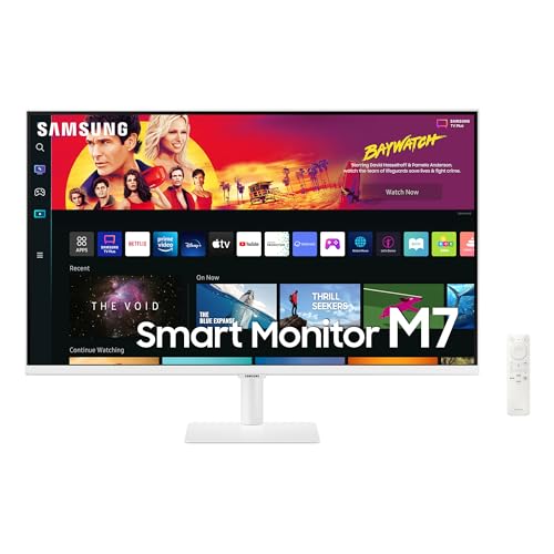 Samsung M7 Smart Monitor S32BM701UU, 32 Zoll, VA-Panel, Bildschirm mit Lautsprechern, 4K UHD-Auflösung, Bildwiederholrate 60 Hz, 3-seitig fast rahmenloses Design, TV Apps mit Fernbedienung
